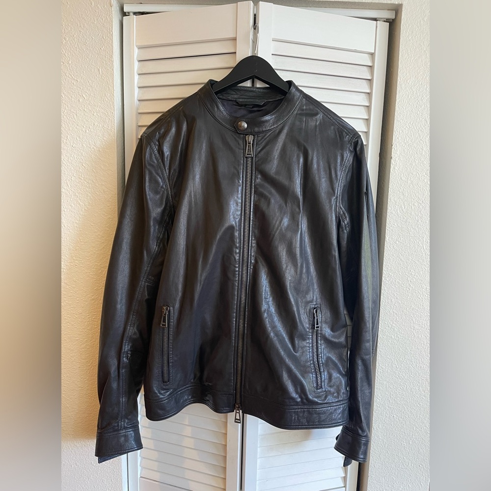 Belstaff Gransden Polished Leather Bomber Biker Jacket Size 52